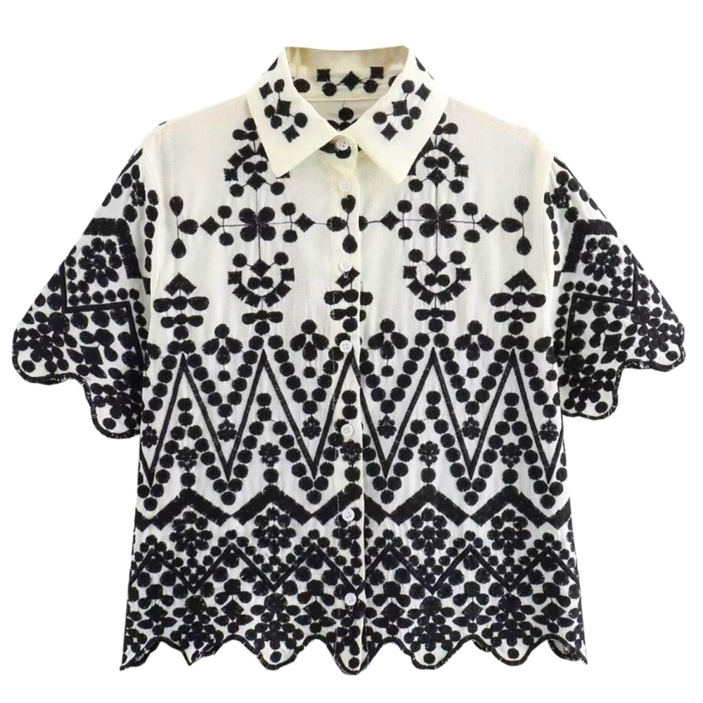 ZARA COLLECTION CONTRAST EMBROIDERY SHIRT